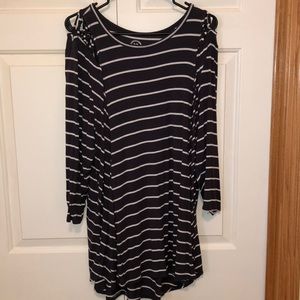 Navy & White Striped Shirt